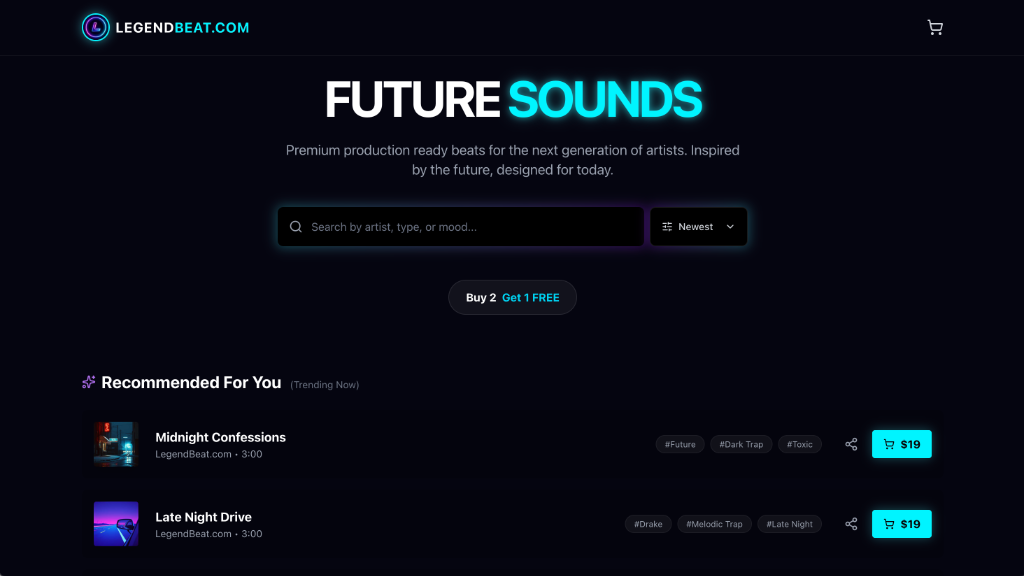 LegendBeat website screenshot